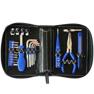 China 25pcs Mini Household Tool Kit Tool Kit Household Repair Tool Kit With Leather Bag for sale