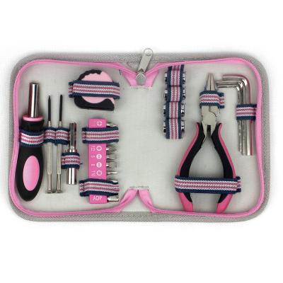 China Hot Sale Women Lady Business Gift Tool Kit 24pcs Pink Canvas Bag For Promotion Tool Bag Tool Bag for sale