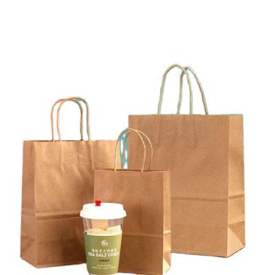 China Customized Recycled Materials Take Away Food Fashion Shopping Bag Coffee Craft Recycled Paper Bag for sale