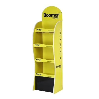 China Deploying Counter Custom Recyclable Cardboard Merchandise Display With Tier Hook Paper Promotion Storage Rack Holders for sale