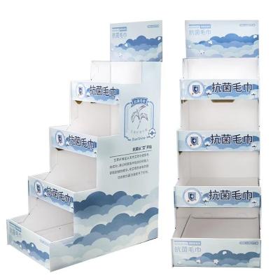 China Custom Logo Corrugated Paper Display Rack Cardboard Floor Display Promotion Display Paper Deployment for sale