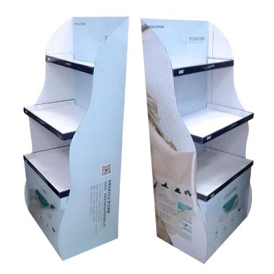 China Merchandise Display Customized Cardboard Promotion Products Corrugated Cardboard Floor Displays Rack Advertising Retail Display Stand Paper Shelf for sale