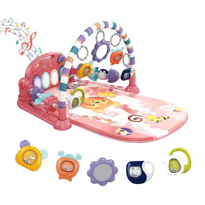 China Wholesale Music Educational Soft Gym Baby Toy Play Crawling Mat for Infant Babies Toddler Activity Toy Piano Fitness Rack Playmat with Ring Bell for sale