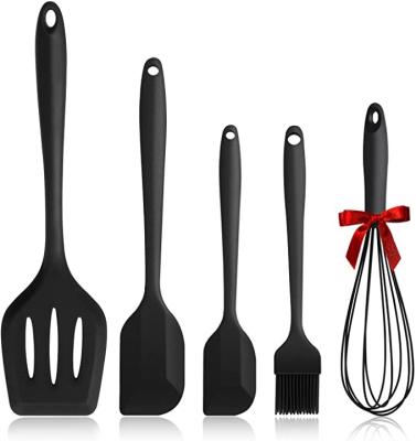 China Viable Silicone Spatula Set, 5-Pieces Kitchen Heat Resistant Utensils, Kitchen Home Non-Stick Silicone Spatula Brush Cooking Egg Turner for sale