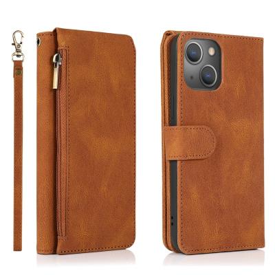 China 2023 Hot Sale Shockproof iPhone 13 Zipper Wallet Case Card Slot Phone Case Flip Leather Case For iPhone 13 Pro Max for sale