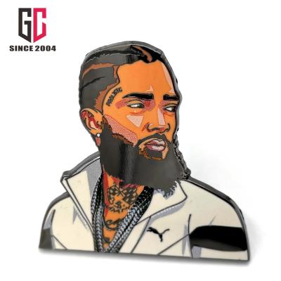 China Custom Cartoon Portrait Metal Factory Logo Metal Enamel Pin Black People Souvenir Character Badge for sale