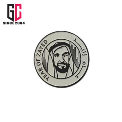 China Custom Hard Metal Portrait Enamel Metal Factory Logo Label Pin UAE Dubai Dubai Magnetic Qatari Badge With Strong Magnet for sale