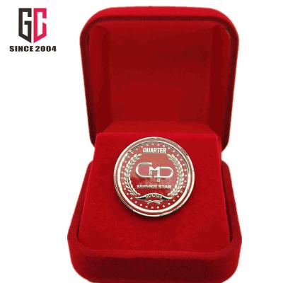 China Europe 12 Years Factory Gold Metal Lapel Custom Pin With Red Velvet Box for sale