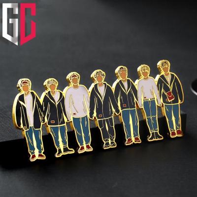 China Europe factory wholesale custom gold plated boys form lapel idols pop metal soft and hard enamel Japanese and Korean pin for sale