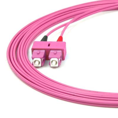 China 1m (3ft) FC UPC to SC UPC Duplex OM4 Multimode PVC Fiber Optic Patch Cable OM4-FCU-SCU-DX-1M-PVC (OFNR) 2.0mm for sale