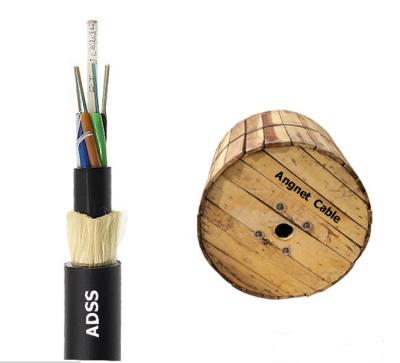 China Aerial self supporting no metal all dielectric aerial outdoor adss cable 12 24 core 48 adss fiber optic cables for sale