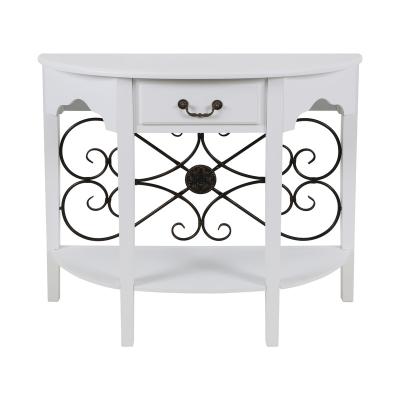 China With Drawer Modern Luxury European Style Metal Trim Wood Side Table With Open Base Cabinet for sale