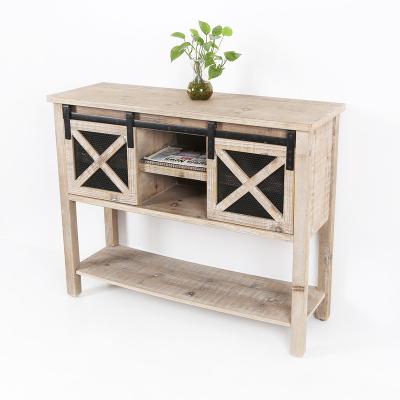 China Retro Design Style Sliding Door Drawer Cabinet Solid Wood Table For Living Room for sale