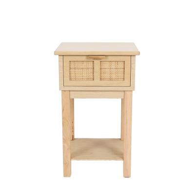 China Large Simple Design Wooden Bedside Table Living Room Locker With Bottom Shelf for sale