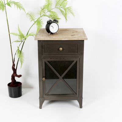 China Single Head Elegant Wood Industrial Side Content Industrial Side End Small Table Cabinet Nightstand for sale