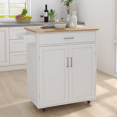 China Modern Modern Removable Kitchen Island Serving Counter With Wheel Storage Cupboard for sale