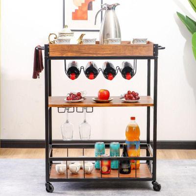 China Other Modern Removable Iron Kitchen Cart Storage Shelf Wine Bottle Rack Sideboard Cabinet for sale