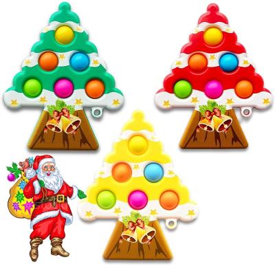 China Funny Educational Toy Sensory Push Pop Bubble Toy Christmas Tree Fidget Toys Cute Handheld Mini Popping Toy for sale