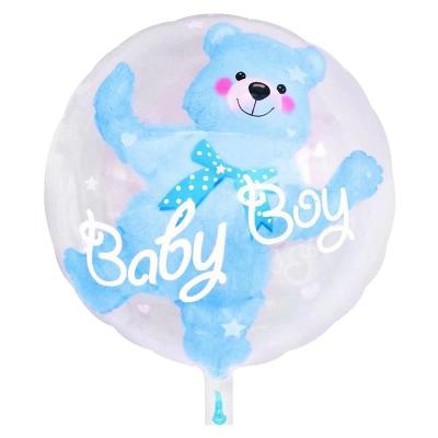 China Toy Hot Sale Transparent Baby Boy Girl Bubble Balloon Bear Foil Balloons Kids Birthday Blue Pink Gender Reveal Baby ShowerDecoration for sale