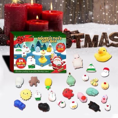 China Children's Toy Christmas Advent Calendar 2021 for 24 PCS Kawaii Mochi Toy Set Christmas Countdown Calendars Decompression Squishy Toy for sale