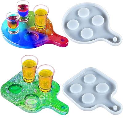 China New Europe Coaster Molds For Resin Casting 4 Holes Flight Paddle Silicone Wine Glass Holder Mold For Resin DIY Crafts Home Decoration for sale