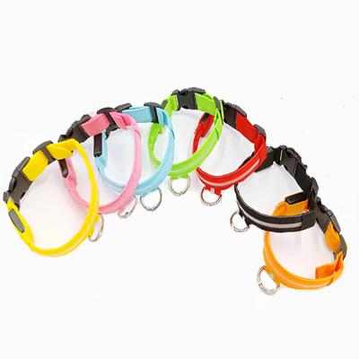 China Hot Sale New USB Rechargeable LED Pet Customized Flashing Bright Safety Light Up Nylon Led Dog Collar for sale