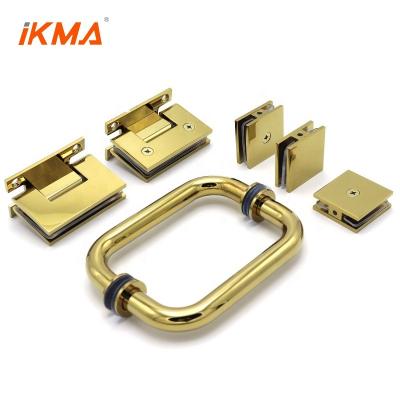 China 0 90 Degree Mini Gold Bathroom Hydraulic Glass Door Hardware Handle Modern Brass Copper Living Glass Hinges for sale