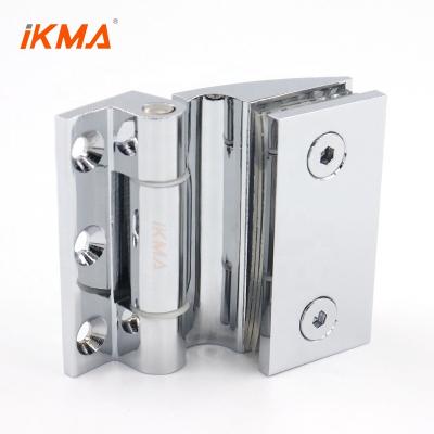 China IKMA Modern 180 Degree Brass Glass To Flange Glass Black Shower Swing Open Door Hinge for sale