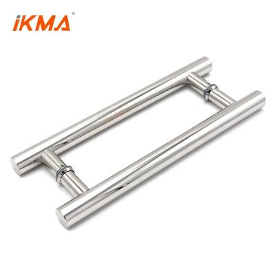 China 450 Millimeter Modern High Quality Polished Glass Door Handle 304 Stainless Steel Ladder Back Straight Pull Style for sale