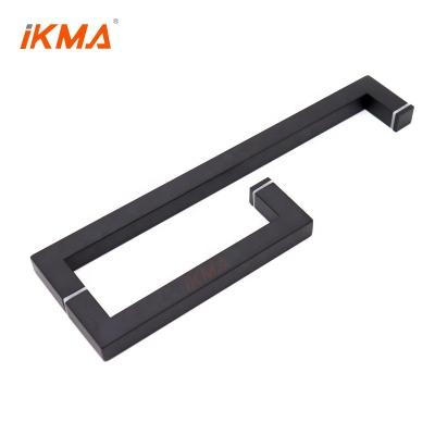 China Modern Style Modern Glass Black Glass Door Handle Shower Door Handle Matte Stainless Steel Entryway Style Matte Black for sale