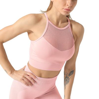 China Breathable 4 Ways Stretch Popular Logo Seamless Sporting Bra Spandex Workout Yoga Gym Fitness Fit Joga Bra For Women for sale