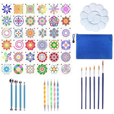 China Mandala Dotting Tools Set, Pen Dotting Tools Brushes Mandala Stencil Ball Stylus Painting Tray for Painting Rocks Dotting Nail 23.5X18cm for sale