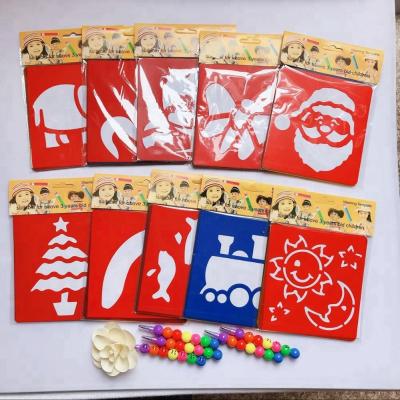 China Eco-friendly Kids Education PP Plastic Material Fruit Style Animal Drawing Stenciling Sets For Kids for sale