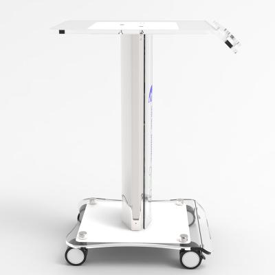 China Crystal Clear Acrylic Beauty Machine Salon Contemporary Four Wheel Mobile Facial Trolley for sale