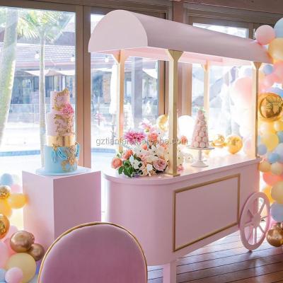 China Birthday Party Display Cotton Candy Cart Mini Wood Ice Cream Candy Eco-Friendly Food Carts For Wedding Decoration for sale