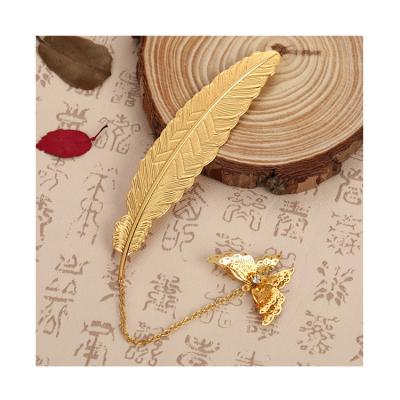 China Wholesale China Outstanding Quality Butterfly Gold Feather Bookmark for sale