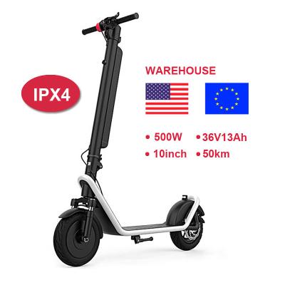 China Warehouse 10inch 36v 500w European and American scooter 40km 50km unisex electric adult scooter for sale