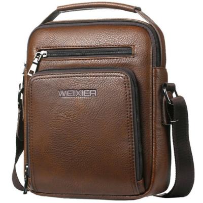 China New Vintage High Quality Male's Cross - Bag Vintage Men's Messenger Bag Leather Men's Casual Business Body Bag Large Zipper Shoulder Handbags for sale