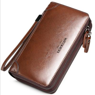 China New Simple Multi-Function Mobile Phone Clutch Zipper Money Business Bag Long Waterproof Luxury High Quality Men's Wallet Bag for sale