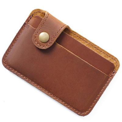 China Crazy Horse New High Quality Anti-theft Wallet Credit Cards Genuine Leather Holder Scare Leather Short Purse for sale