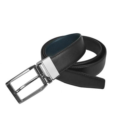 China Business / Casual Double Sided Buckle Men's Genuine Leather Cross Grain Aluminum Alloy Cross Grain Belt for sale