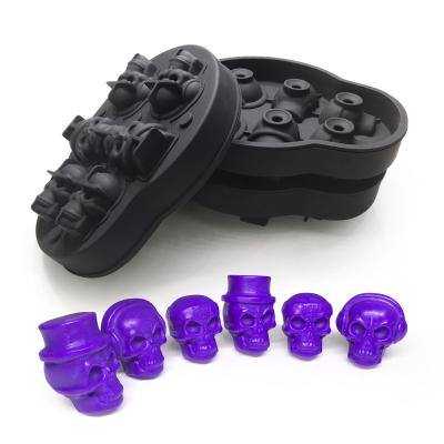 China Viable Customize Logo 6 Cavity 3D Skull Shape Silicone Soap Mold For Handmade for sale