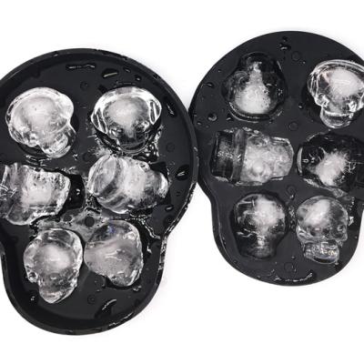 China Viable Custom Reusable Skull Ice Molds Flexible Sphere Whiskey Silicone Ice Cube Tray With Lid for sale