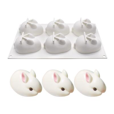 China Sustainable 3D Rabbit Silicone Mold Rabbit DIY Cake Baking Mold Silicone for sale