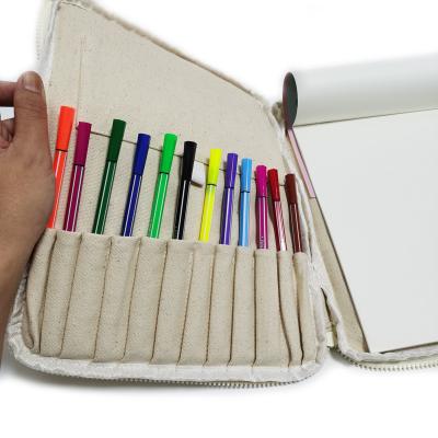 China Baby Canvas Zipper Drawing Pencil Brush Storage Case Pencil Bags 30 x 23.5 x 2cm for sale