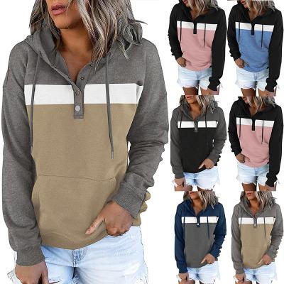 China Anti-wrinkle 2021 Winter Women's Clothing Color Matching Hoodie Sweatshirts Casual Warm Sports Fashion Long Sleeve Top Women Tracksuits for sale