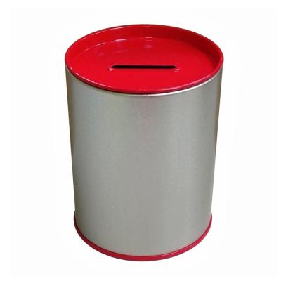 China Telephone Booth OEM Color Round Biscuit Storage Metal Box Tin Tin Coin Bank for sale