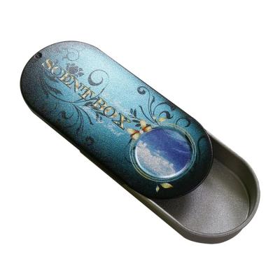 China Hot Selling Custom Printed Oval Tin Box Slide Metal Tin Top Case Sliding For Candy Storage Box for sale