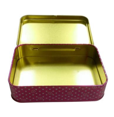 China Rectangular Hinged Flip Cover Tin Box Metal Tin Gift Box With Custom Printing For Chocolate Cookie Package for sale