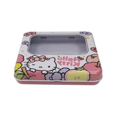 China Flip Cover Tin Box Square Hinged Window Custom Printed Clear Metal Tin Box For Chocolate Candy Gift for sale